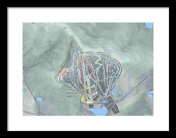 Elk Mountain Ski Trail Map - Framed Print - Powderaddicts
