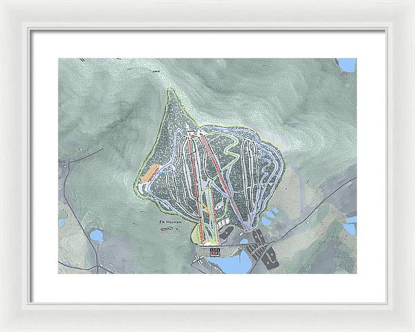 Elk Mountain Ski Trail Map - Framed Print - Powderaddicts