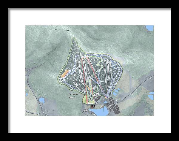 Elk Mountain Ski Trail Map - Framed Print - Powderaddicts