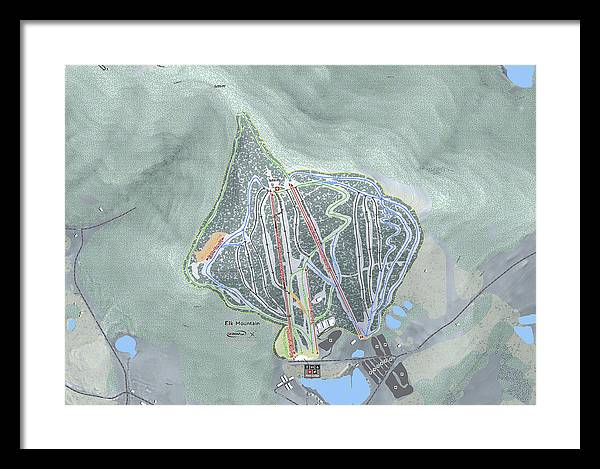Elk Mountain Ski Trail Map - Framed Print - Powderaddicts