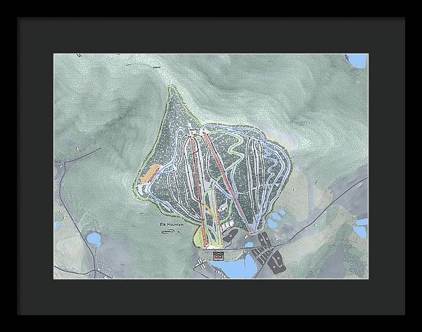 Elk Mountain Ski Trail Map - Framed Print - Powderaddicts