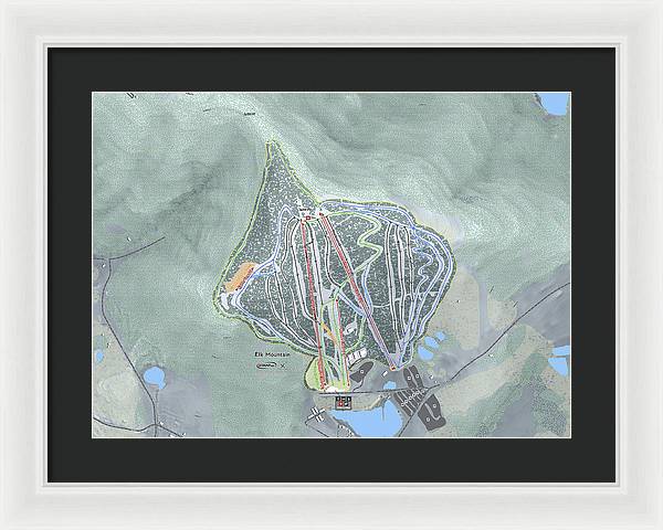 Elk Mountain Ski Trail Map - Framed Print - Powderaddicts