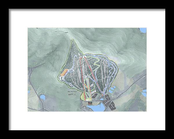Elk Mountain Ski Trail Map - Framed Print - Powderaddicts