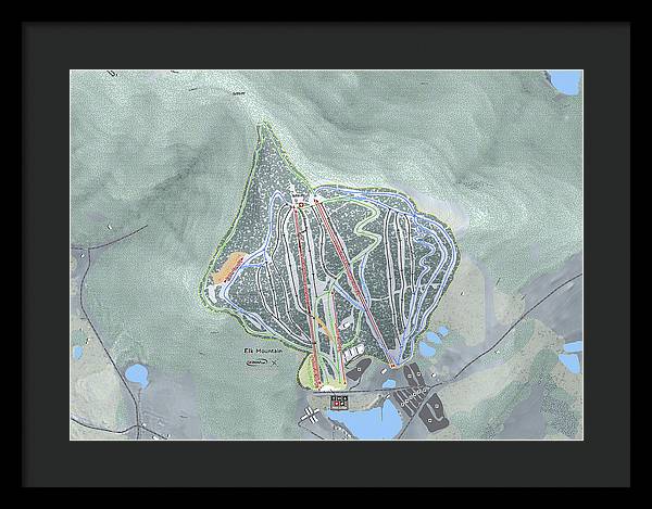 Elk Mountain Ski Trail Map - Framed Print - Powderaddicts