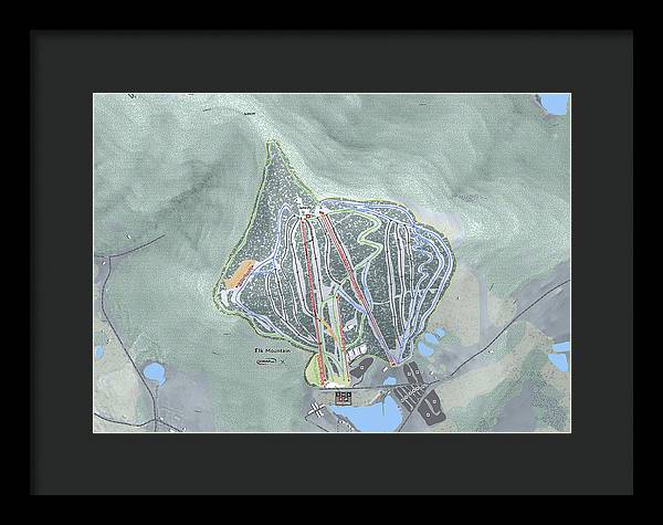 Elk Mountain Ski Trail Map - Framed Print - Powderaddicts