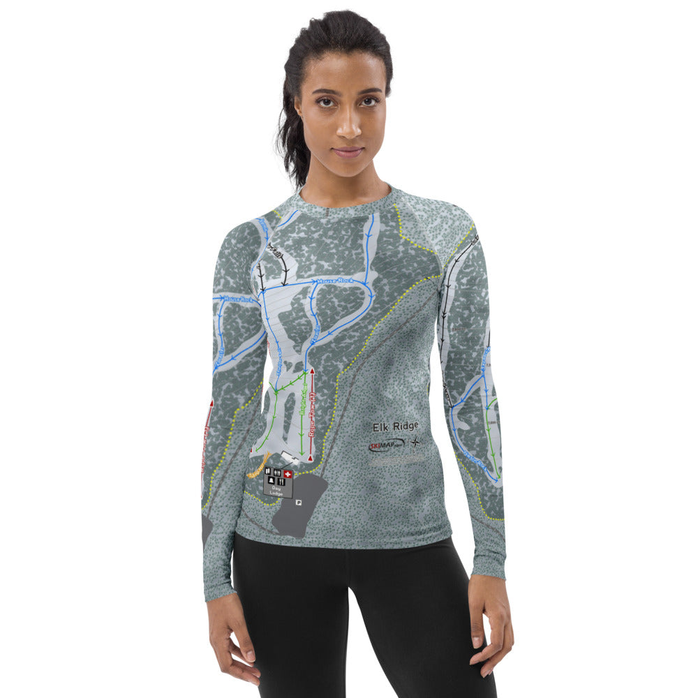 Elk Ridge, Arizona Ski Trail Map Women's Base Layer Top - Powderaddicts