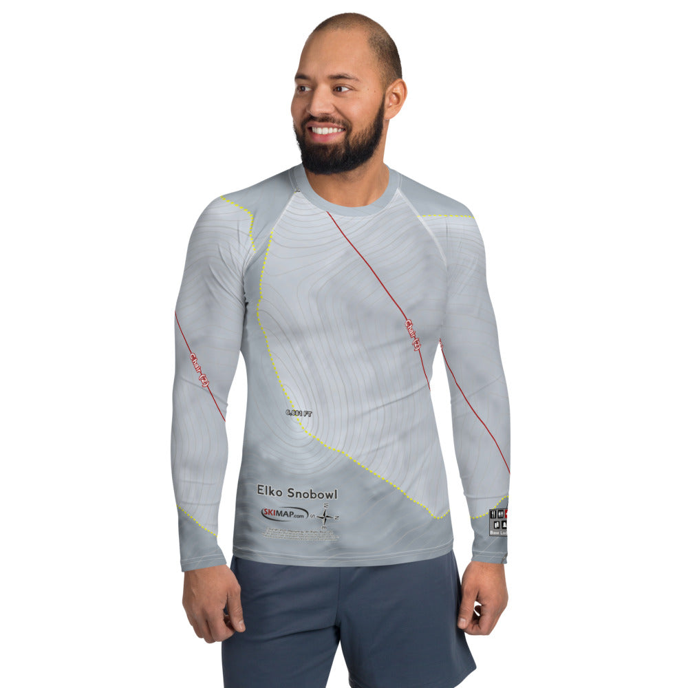 Elko Snobowl, Nevada Ski Trail Map Men's Base Layer Top