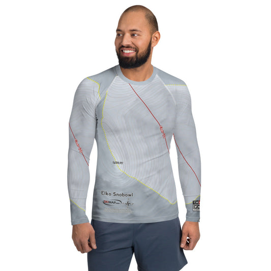 Elko Snobowl, Nevada Ski Trail Map Men's Base Layer Top - Powderaddicts