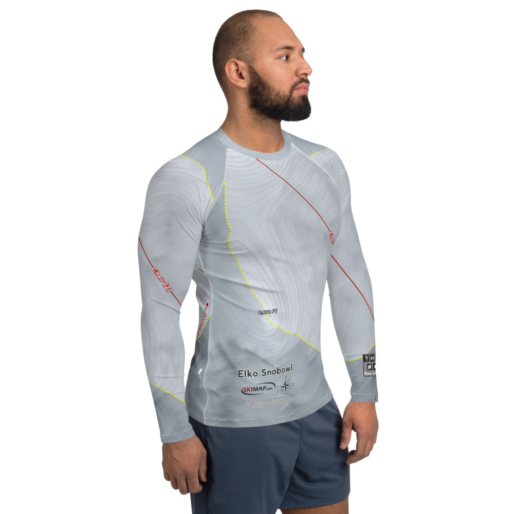 Elko Snobowl, Nevada Ski Trail Map Men's Base Layer Top - Powderaddicts