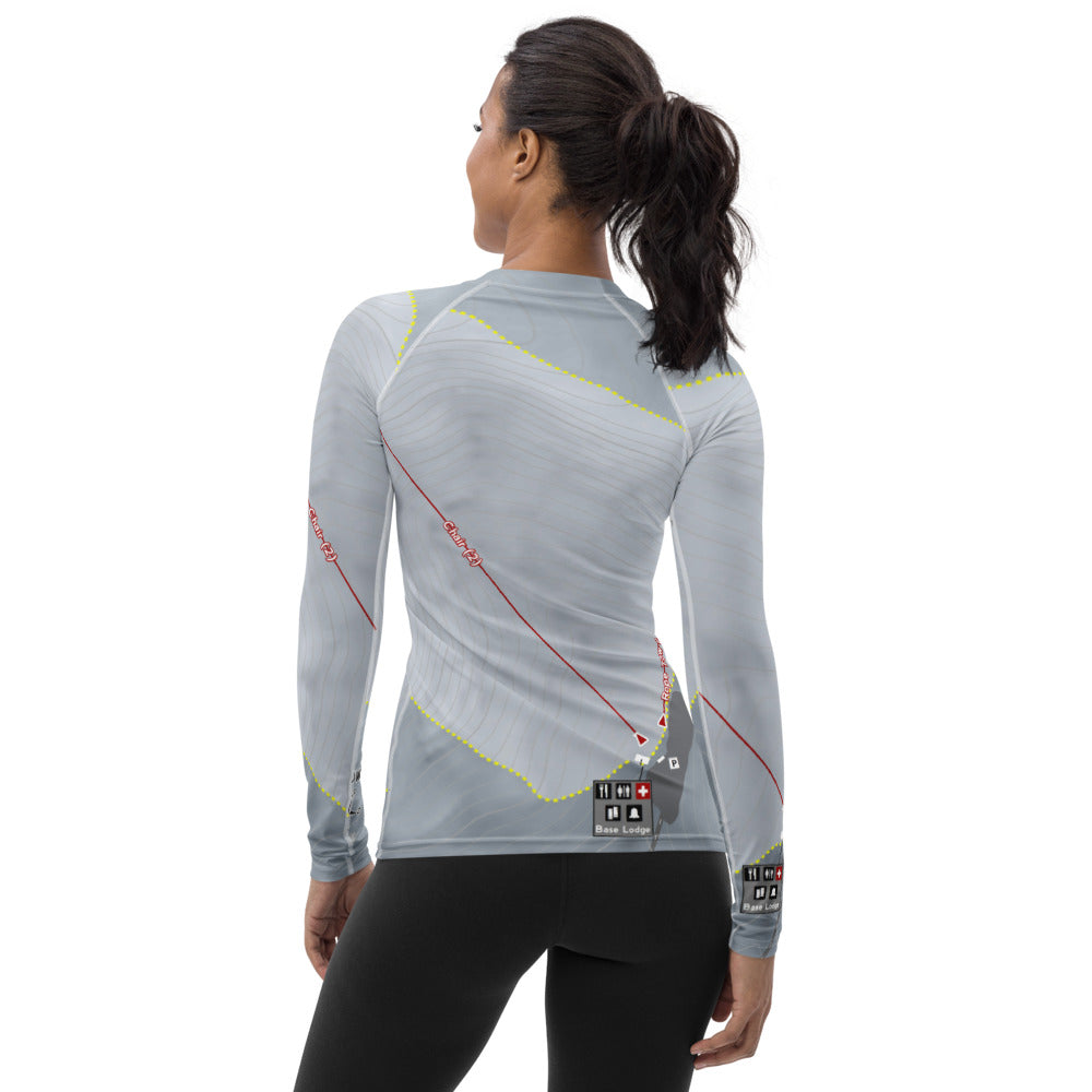 Elko Snobowl, Nevada Ski Trail Map Women&#39;s Base Layer Top - Powderaddicts