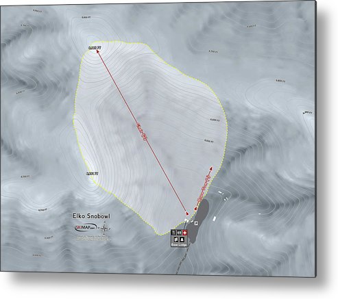 Elko Snobowl Ski Trail Map - Metal Print - Powderaddicts