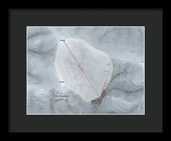 Elko Snobowl Ski Trail Map - Framed Print - Powderaddicts