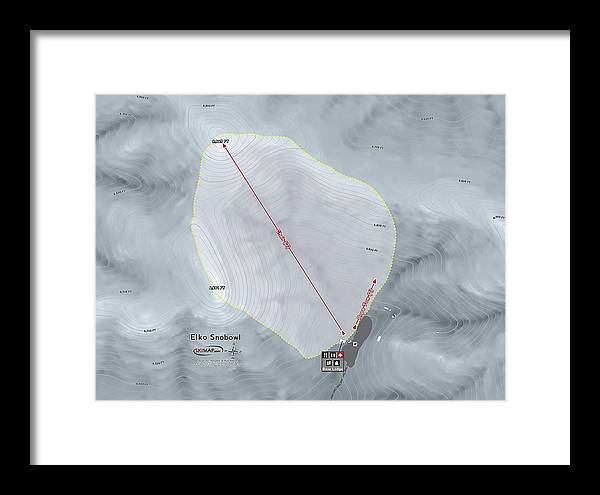 Elko Snobowl Ski Trail Map - Framed Print - Powderaddicts