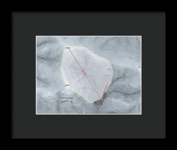 Elko Snobowl Ski Trail Map - Framed Print - Powderaddicts