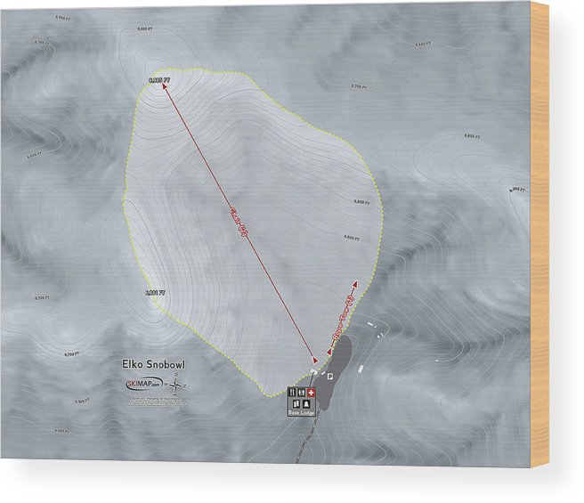 Elko Snobowl Ski Trail Map - Wood Print - Powderaddicts