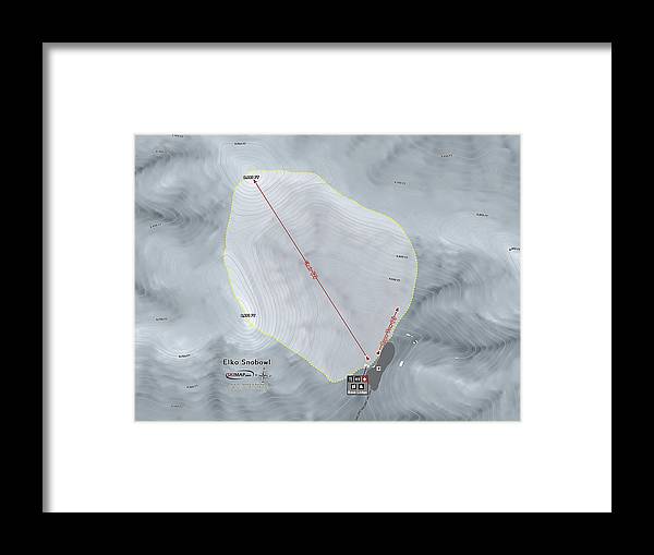 Elko Snobowl Ski Trail Map - Framed Print - Powderaddicts