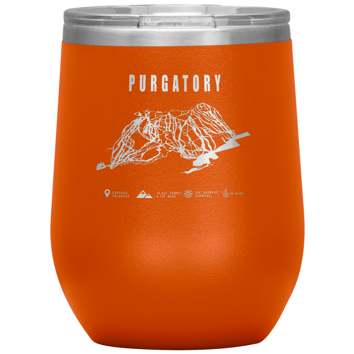 Purgatory Colorado Ski Trail Map Wine 12oz Tumbler - Powderaddicts