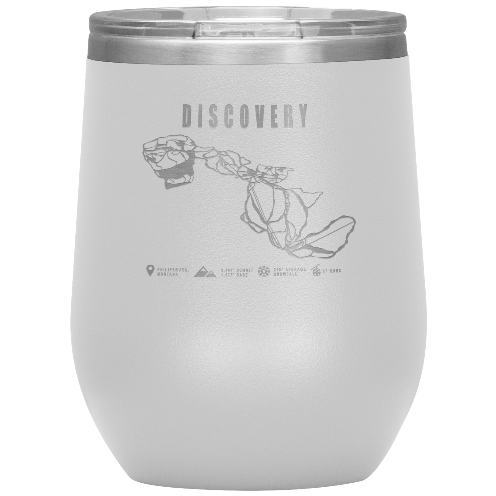 Discovery Montana Ski Trail Map Wine 12oz Tumbler - Powderaddicts