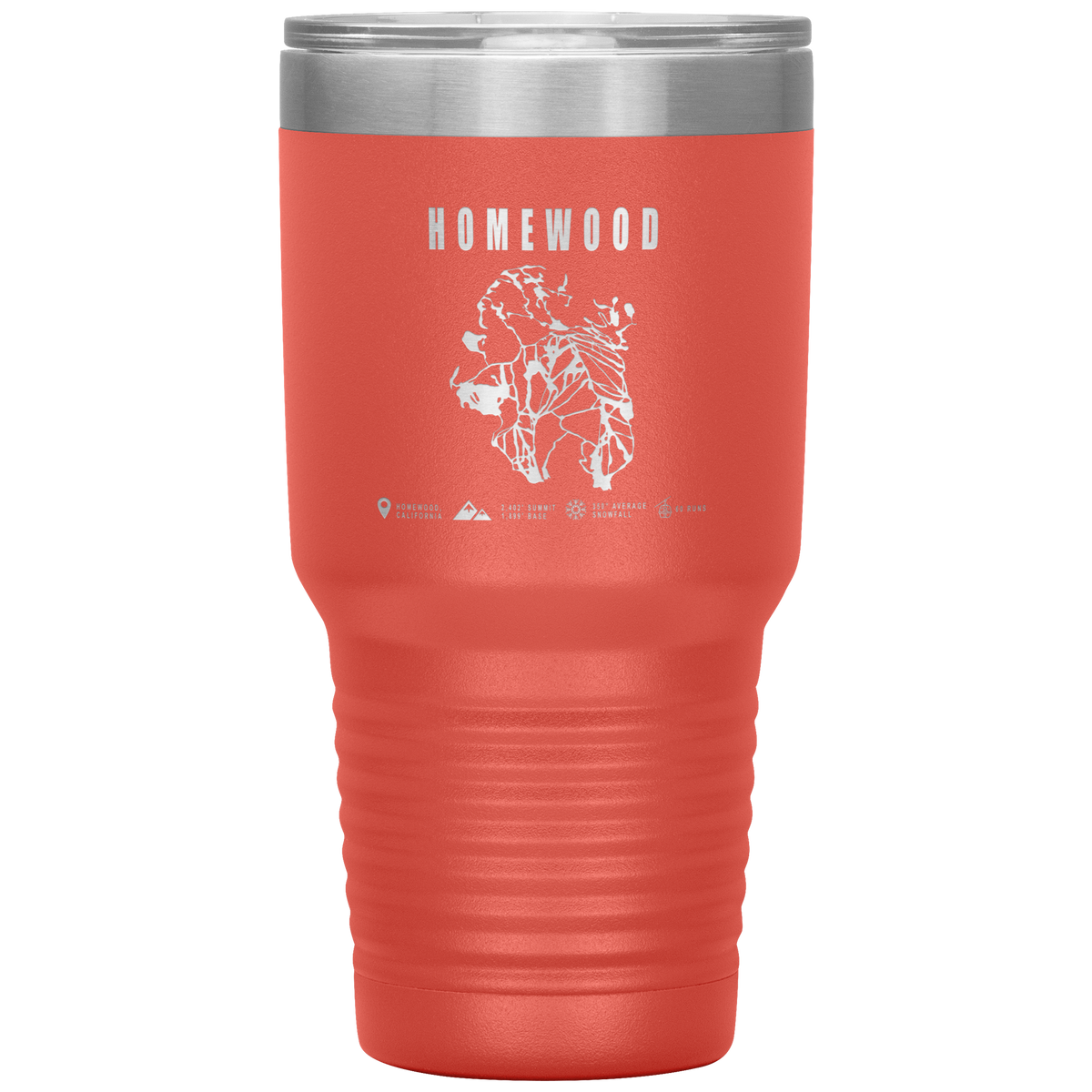 Homewood, California Ski Trail Map 30oz Tumbler - Powderaddicts