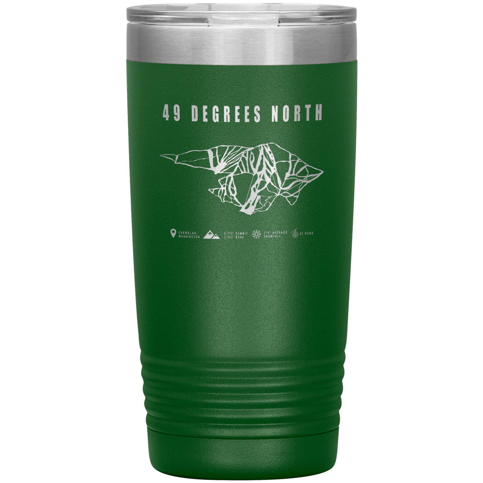 49 Degrees North, Washington Ski Trail Map 20oz Tumbler - Powderaddicts