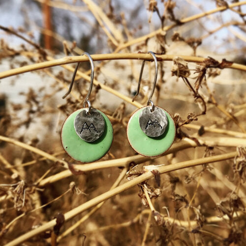 MINT ENAMELED + STAMPED MOUNTAIN EARRINGS - Powderaddicts