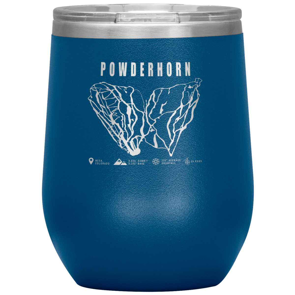 Powderhorn Colorado Ski Trail Map Wine 12oz Tumbler - Powderaddicts