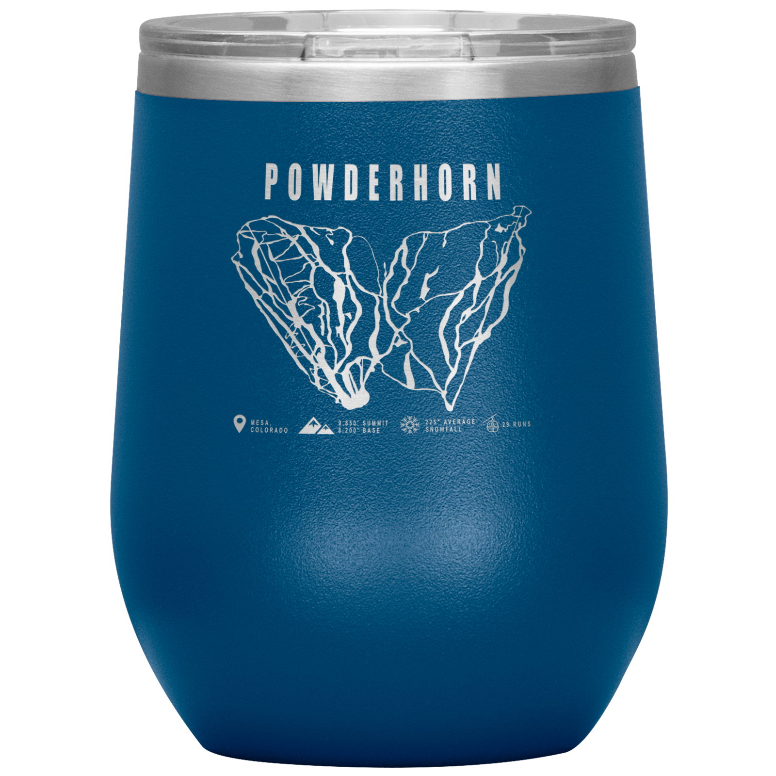 Powderhorn Colorado Ski Trail Map Wine 12oz Tumbler - Powderaddicts