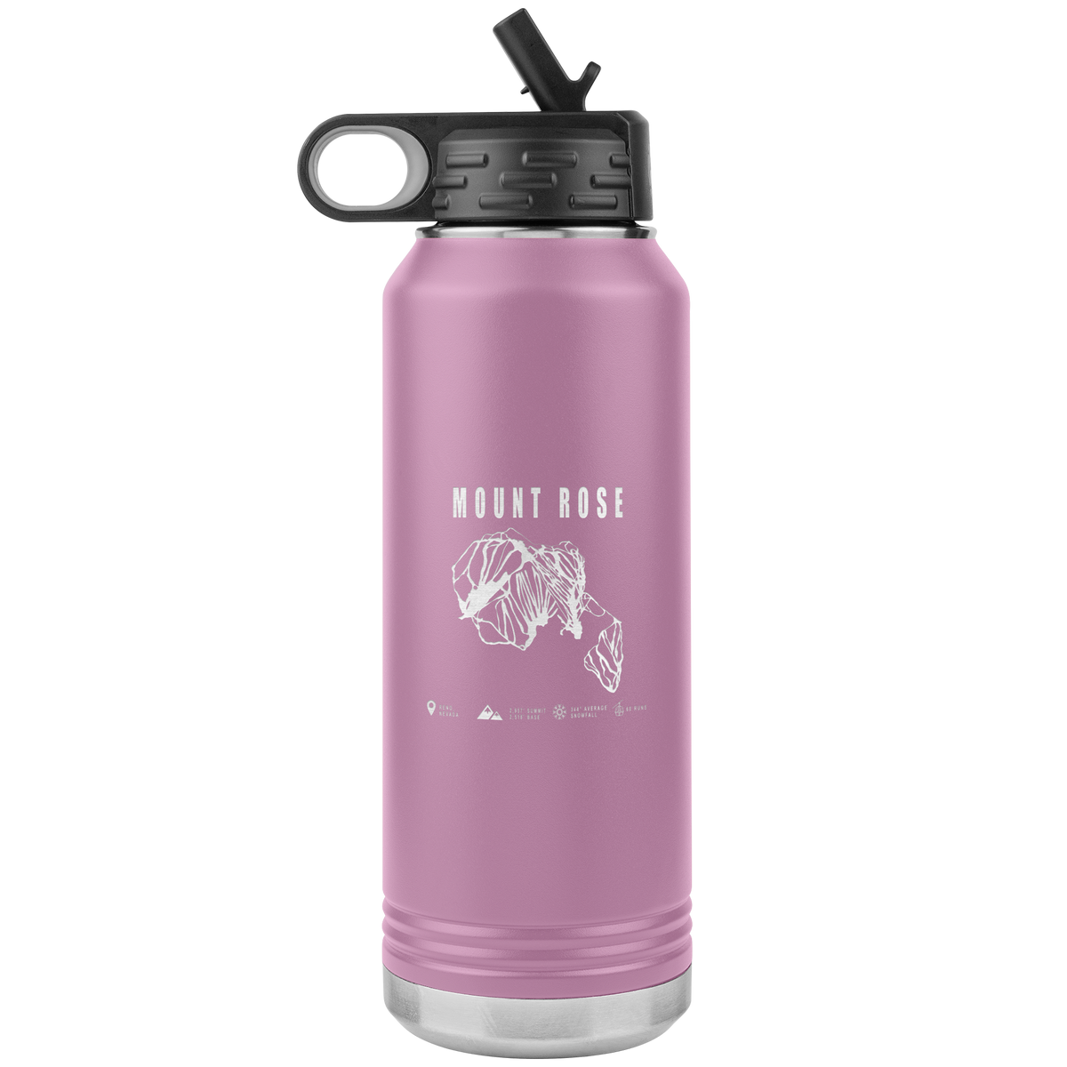 Mount Rose, Nevada Ski Trail Map 32oz Water Bottle Tumbler - Powderaddicts