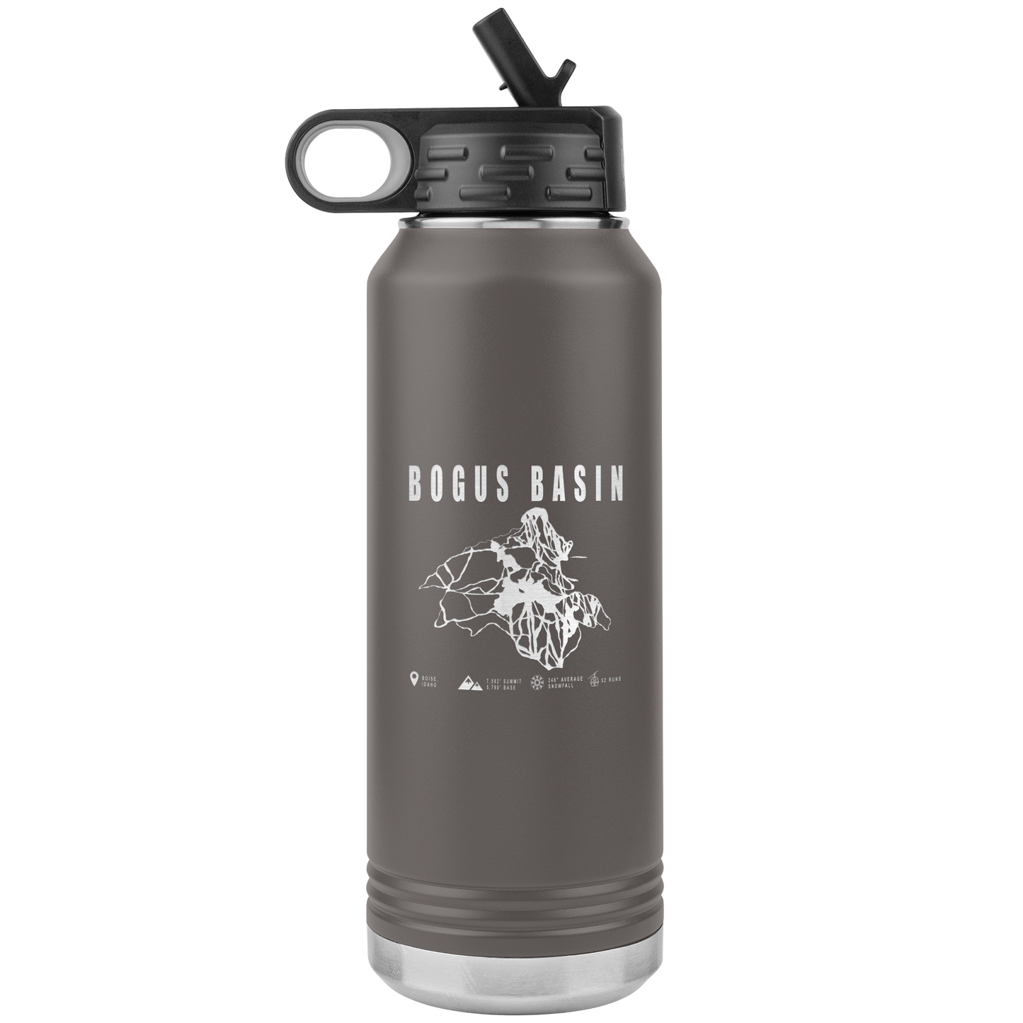 Bogus Basin Idaho Ski Trail Map 32oz Water Bottle Tumbler - Powderaddicts