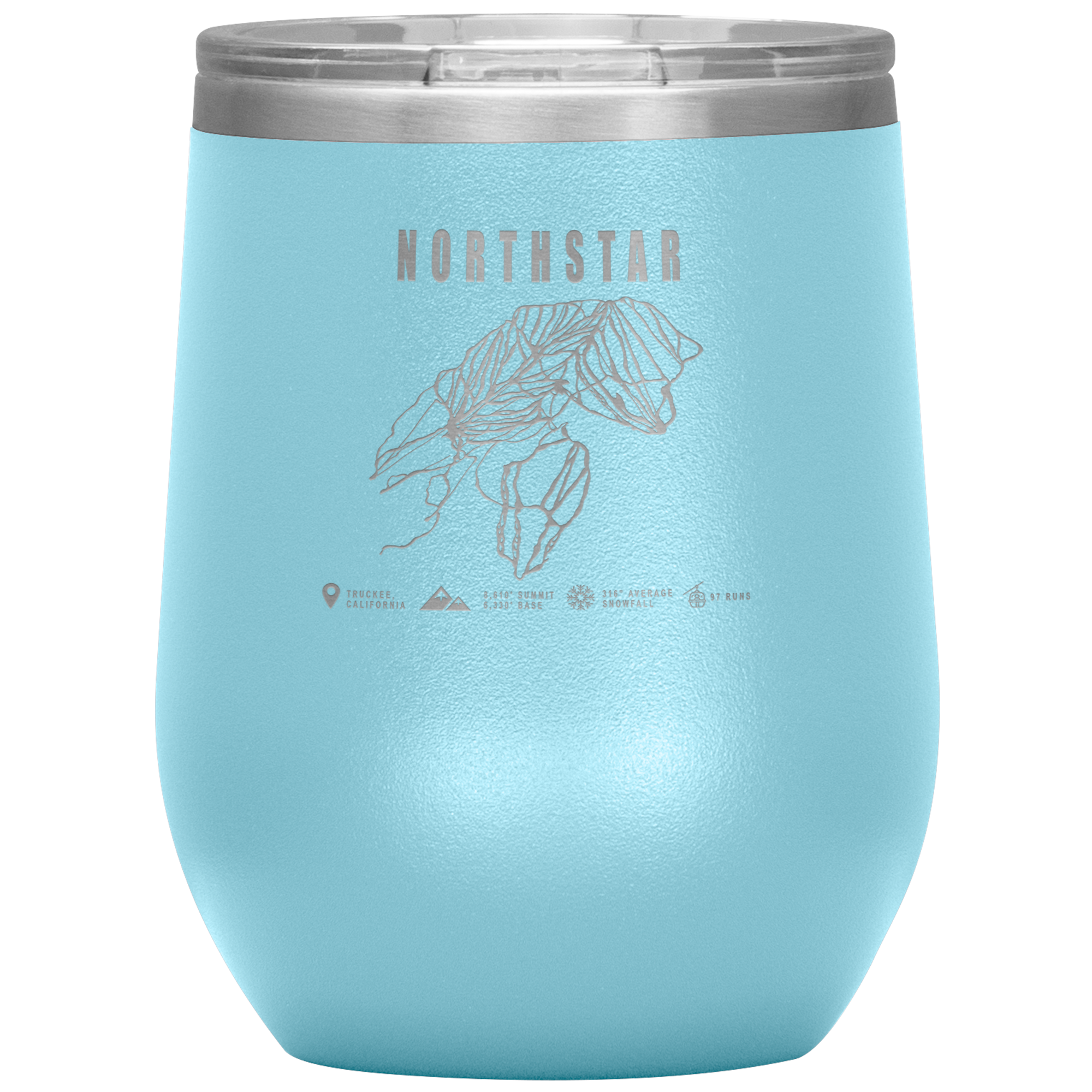 Northstar, California Ski Trail Map Wine 12oz Tumbler - Powderaddicts