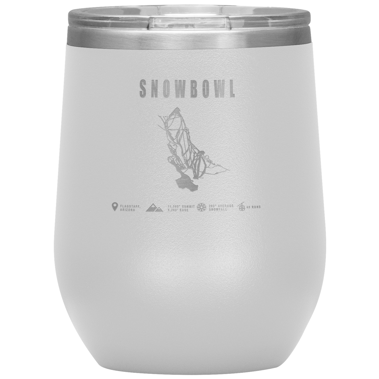 Snowbowl, Arizona Ski Trail Map Wine 12oz Tumbler - Powderaddicts