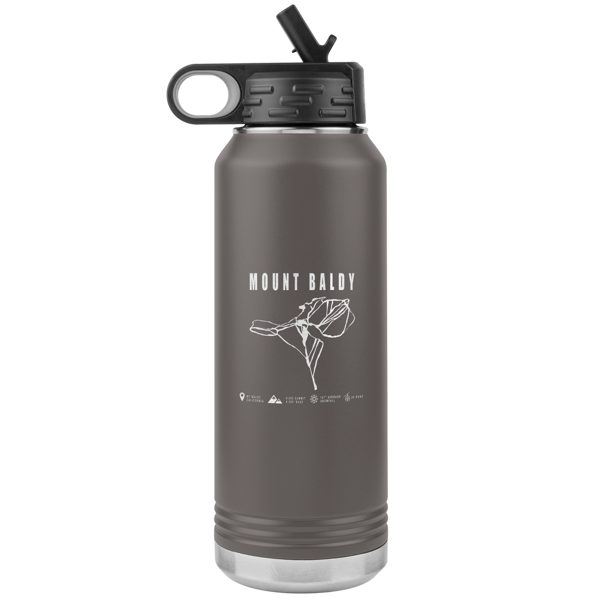 Mount Baldy, California Ski Trail Map 32oz Water Bottle Tumbler - Powderaddicts