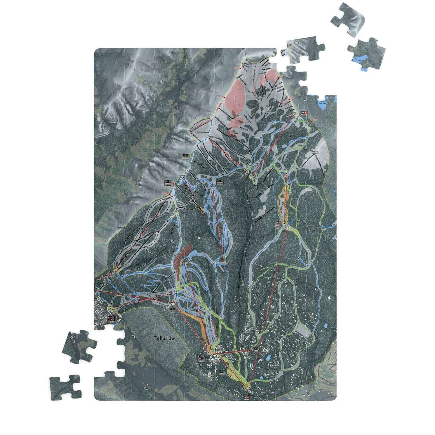 Telluride, Colorado Ski Trail Map Puzzle - Powderaddicts