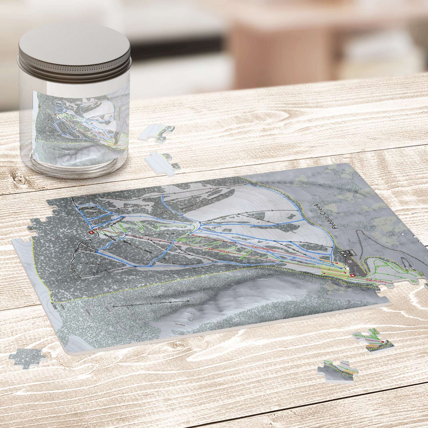Pebble Creek, Idaho Ski Trail Map Puzzle - Powderaddicts