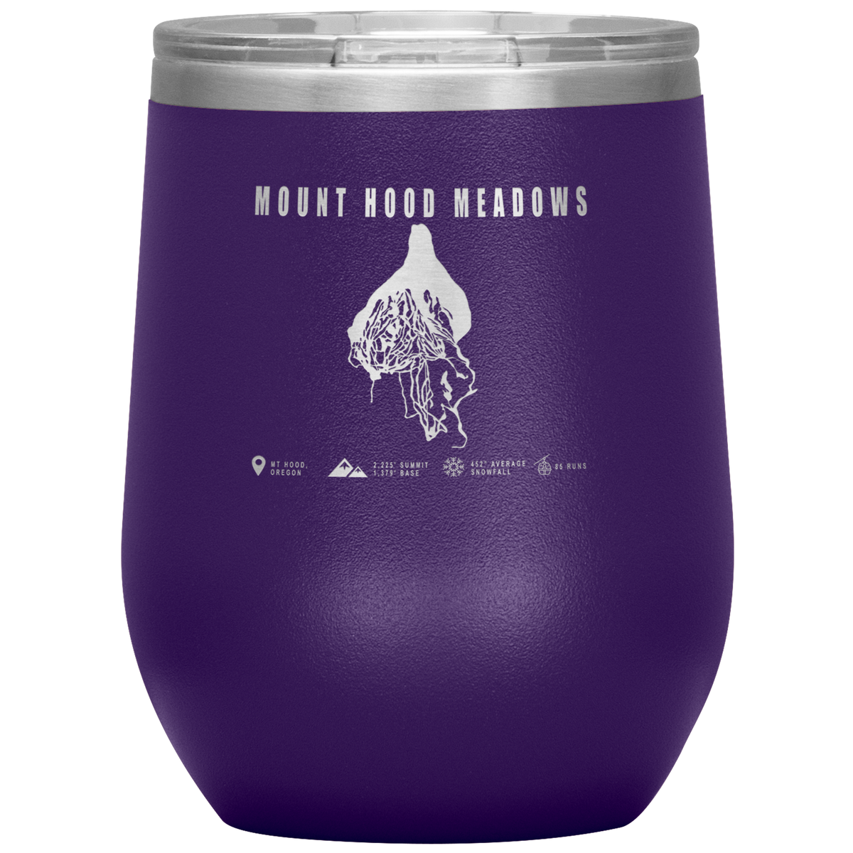 Mount Hood Meadows, Oregon Ski Trail Map Wine 12oz Tumbler - Powderaddicts