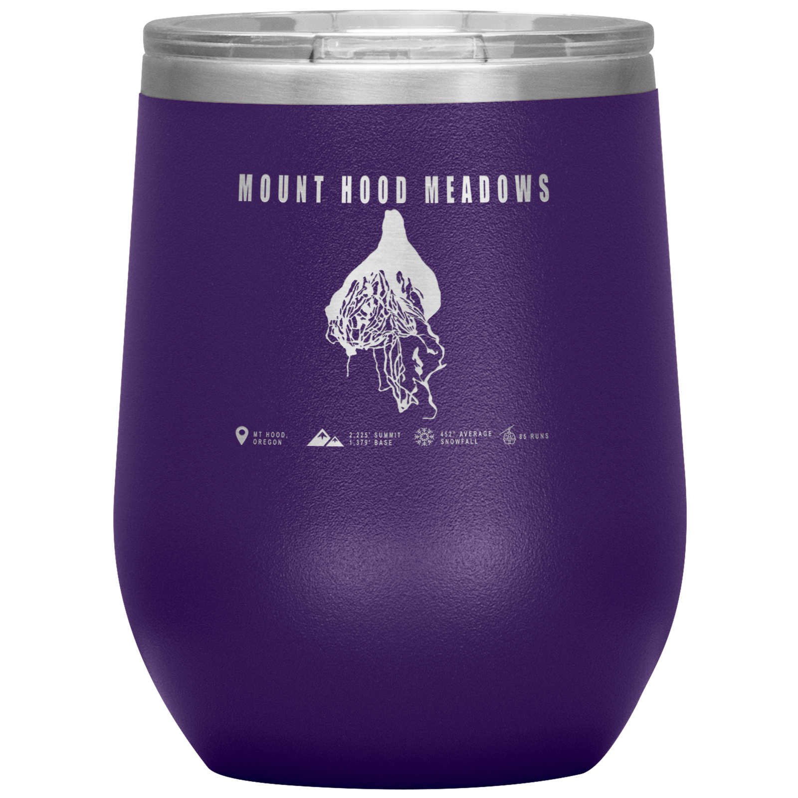 Mount Hood Meadows, Oregon Ski Trail Map Wine 12oz Tumbler - Powderaddicts