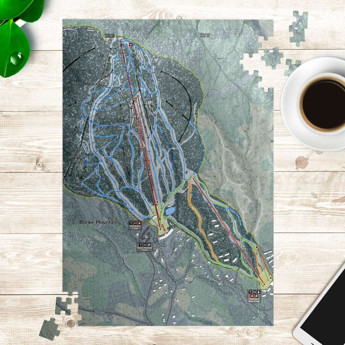 Burke Mountain, Vermont Ski Trail Map Puzzle - Powderaddicts