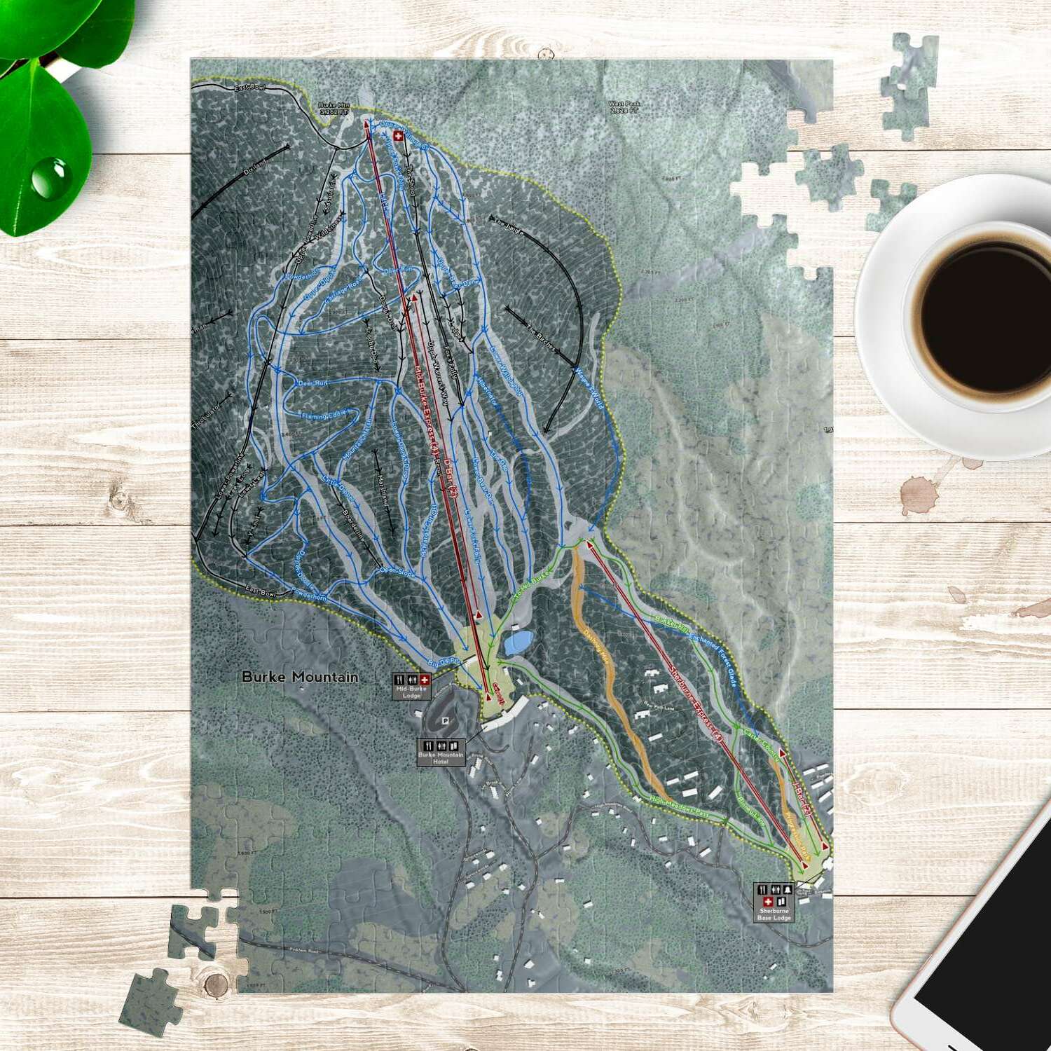 Burke Mountain, Vermont Ski Trail Map Puzzle - Powderaddicts