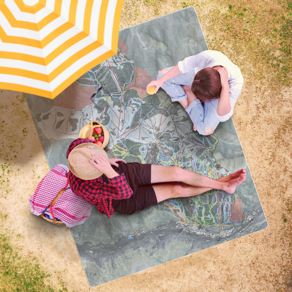 Vail, Colorado Ski Resort Map Printed Beach Towel - Powderaddicts