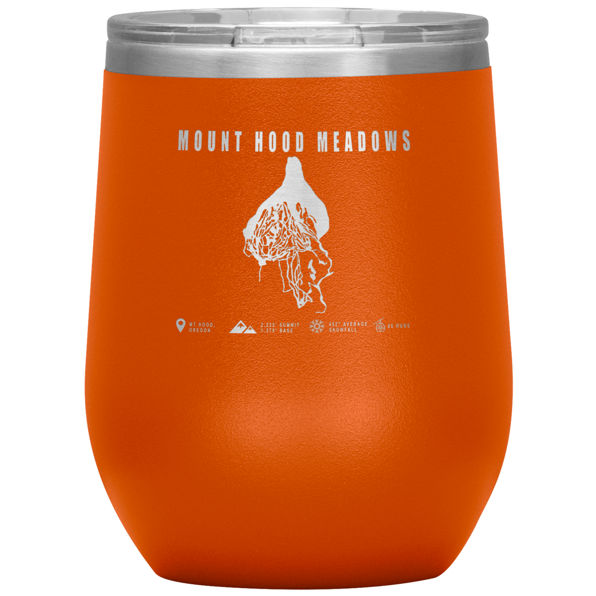 Mount Hood Meadows, Oregon Ski Trail Map Wine 12oz Tumbler - Powderaddicts