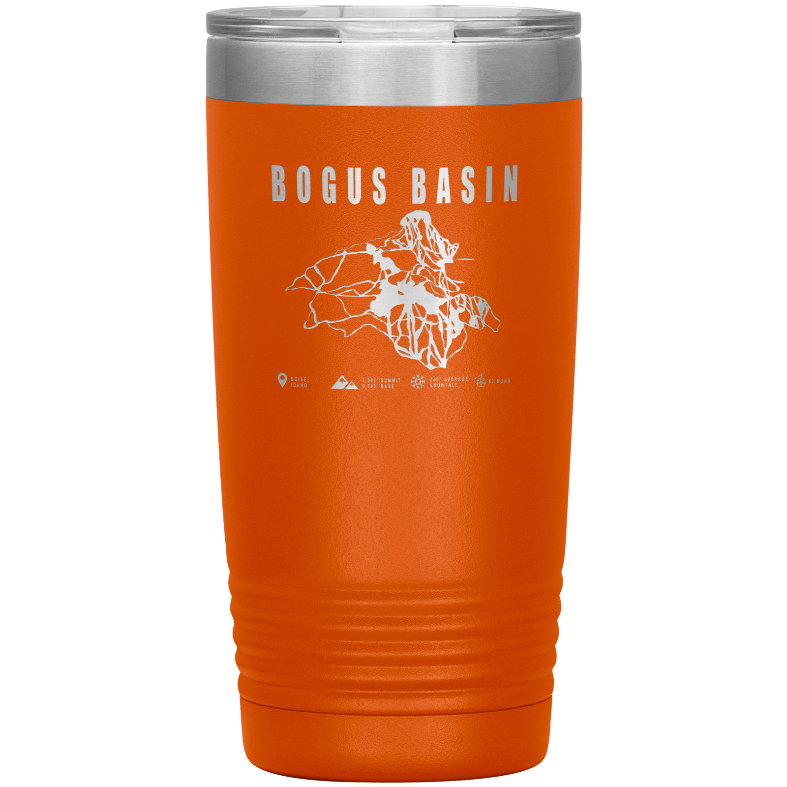 Bogus Basin Idaho Ski Trail Map 20oz Tumbler - Powderaddicts