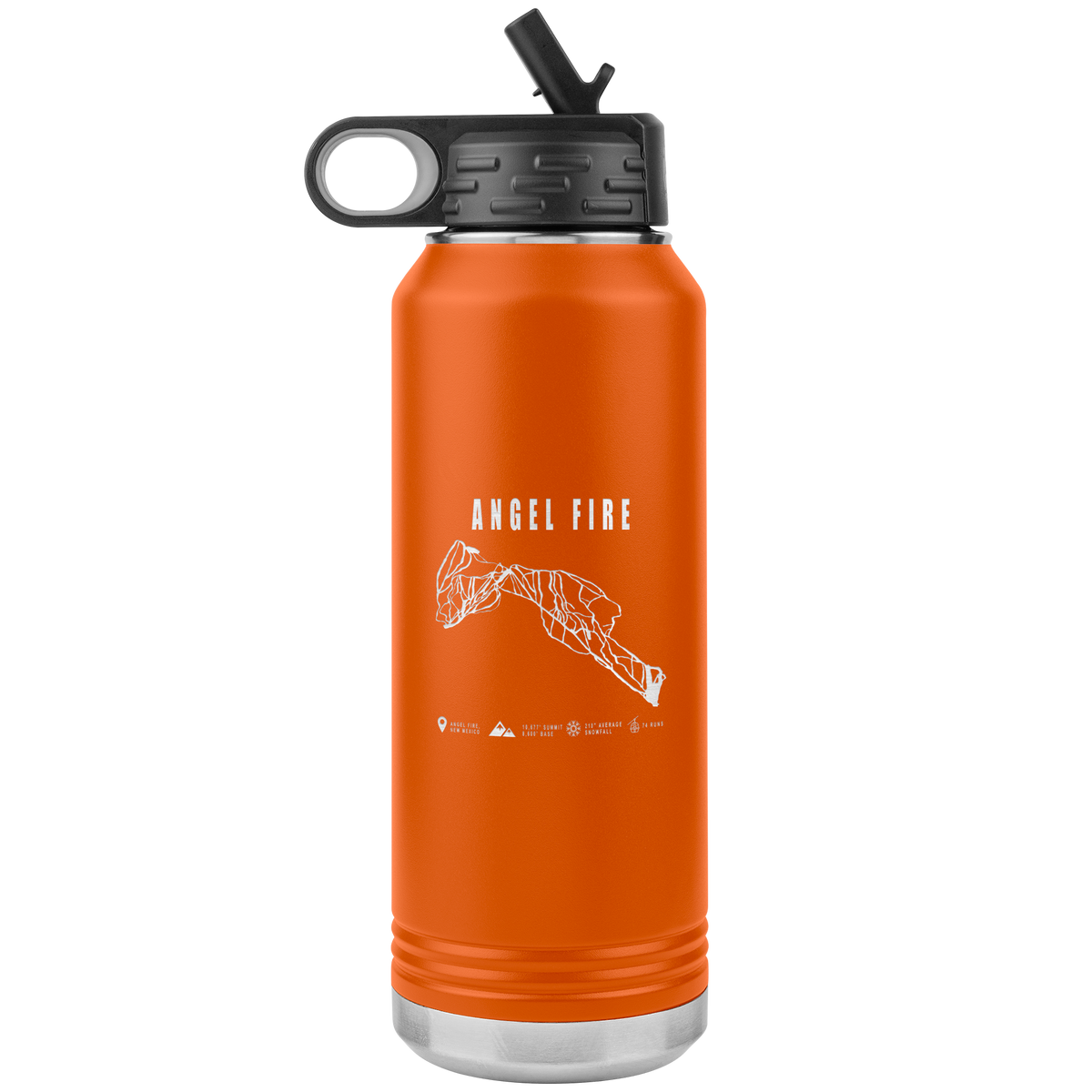 Angel Fire, New Mexico Ski Trail Map 32oz Water Bottle Tumbler - Powderaddicts