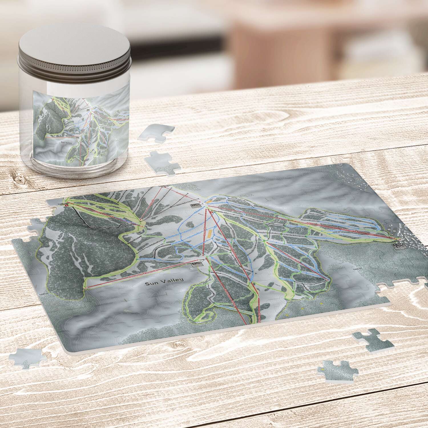 Sun Valley, Idaho Ski Trail Map Puzzle - Powderaddicts