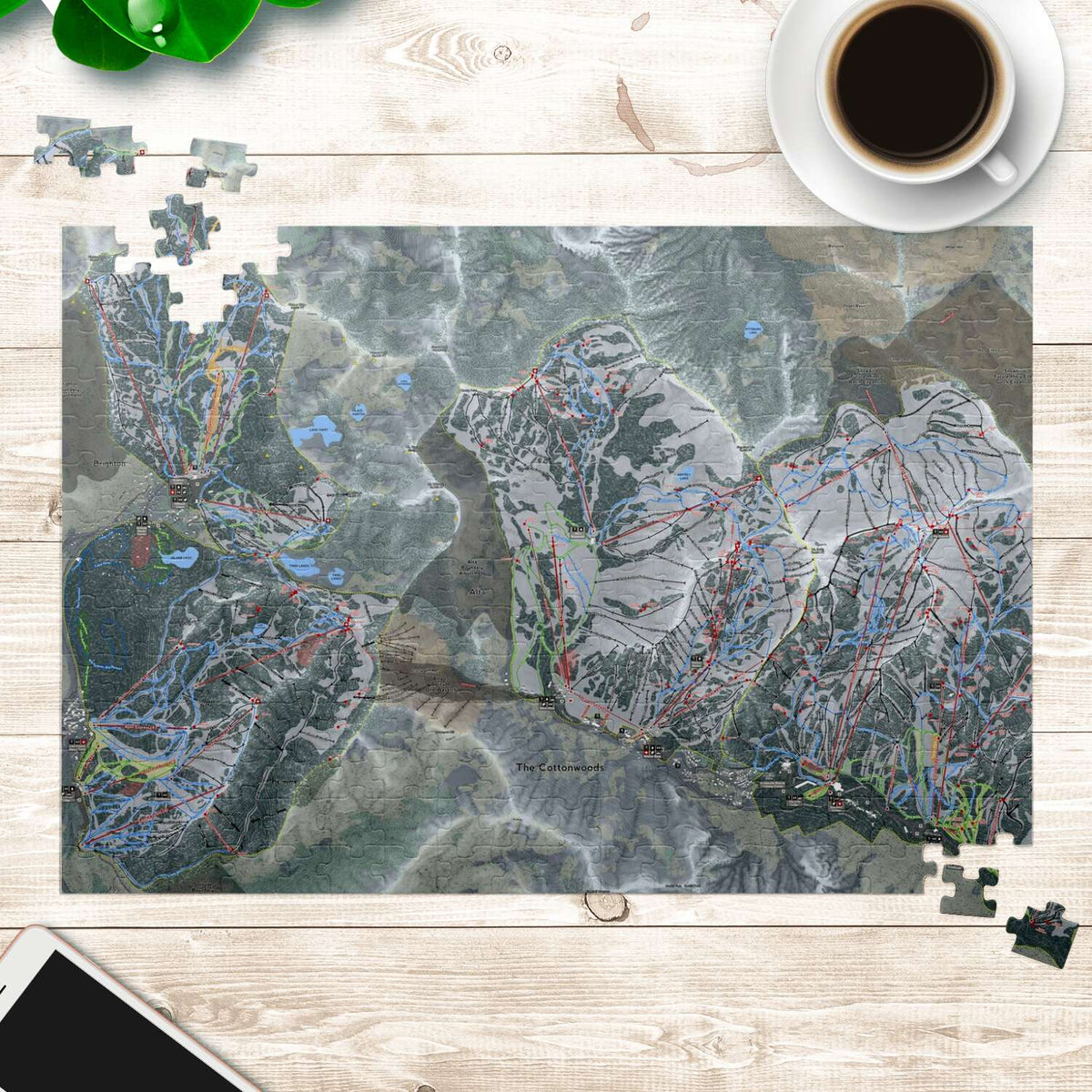 Cottonwood Canyons, Utah Ski Trail Map puzzle - Powderaddicts