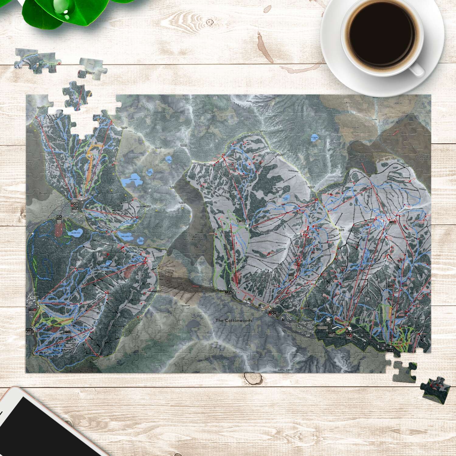 Cottonwood Canyons, Utah Ski Trail Map puzzle - Powderaddicts