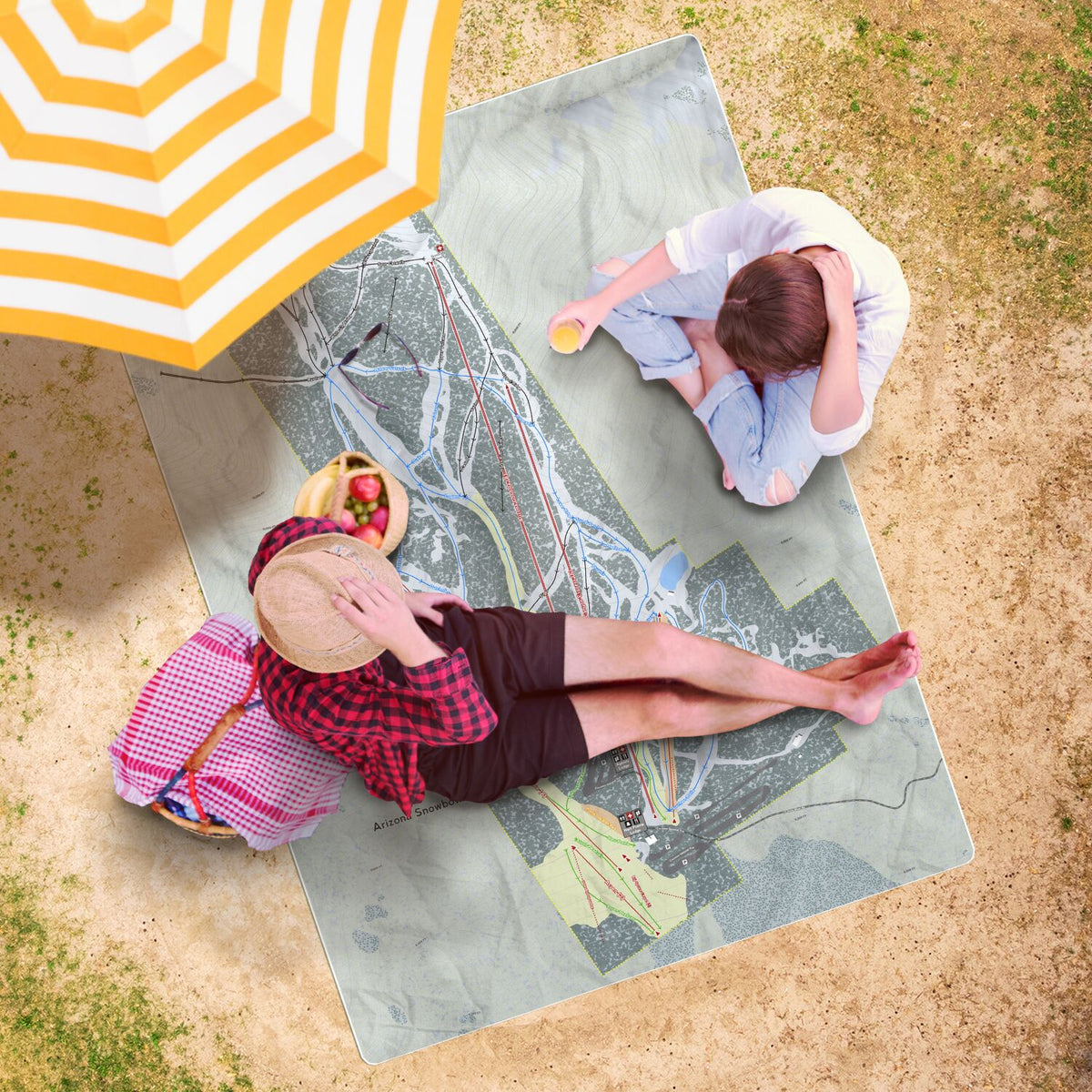 Arizona Snowbowl, Ski Resort Map Printed Beach Towel - Powderaddicts