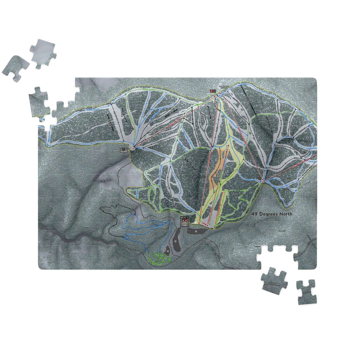 49 Degrees North Washington Ski Map Resort Puzzle - Powderaddicts