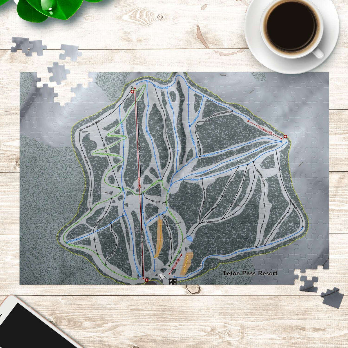 Teton Pass Montana Ski Trail Map Puzzle - Powderaddicts