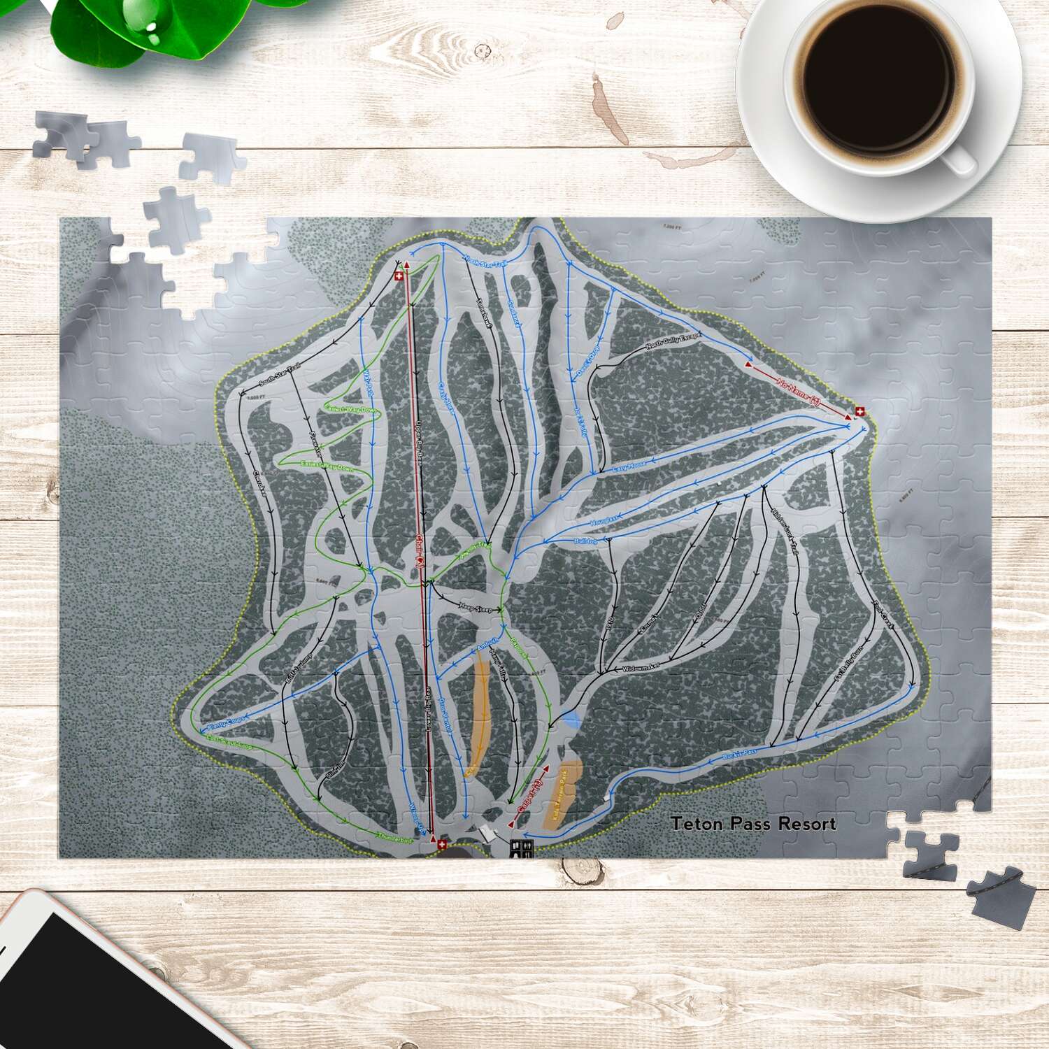 Teton Pass Montana Ski Trail Map Puzzle - Powderaddicts