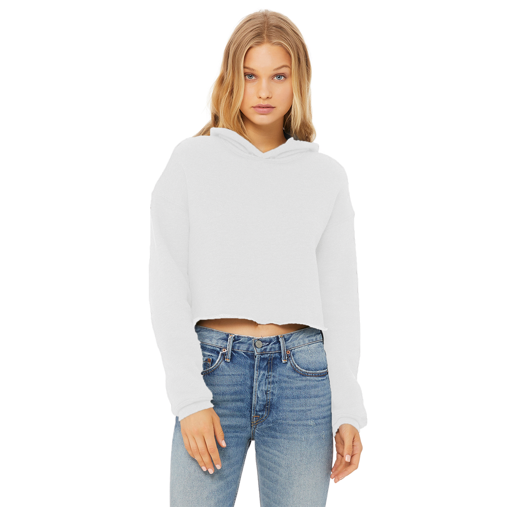USA Ski Flag Ladies Cropped Raw Edge Hoodie - Powderaddicts